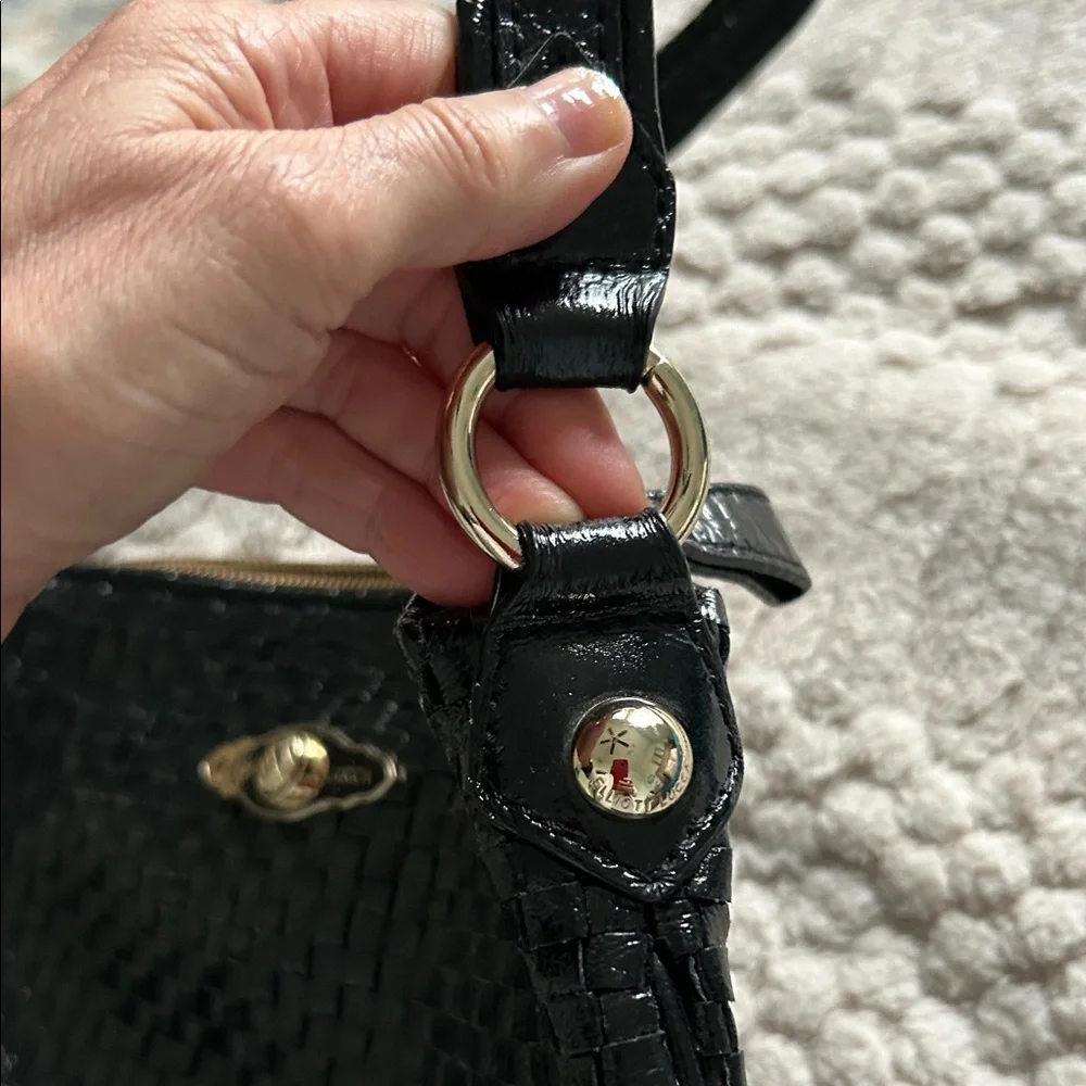 Elliott Lucca Shiny Black Woven Shoulder Bag